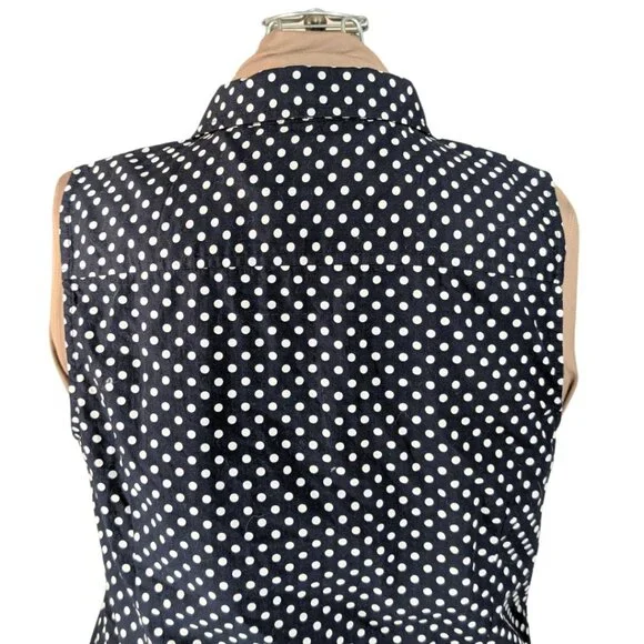 Tommy Hilfiger Large Blue & While Polka Dot Sleeveless Button Blouse - Picture 4 of 7